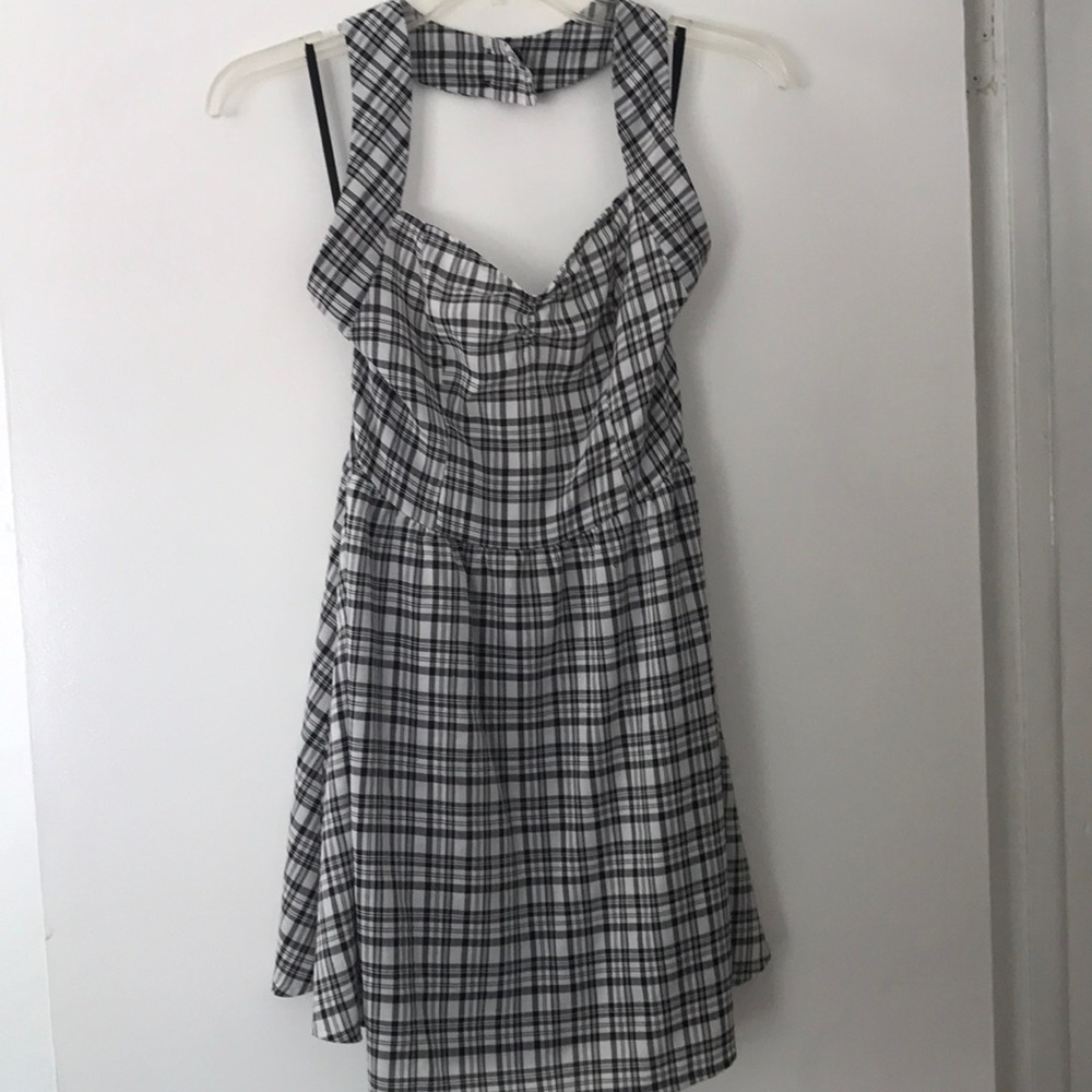 Plaid halter dress